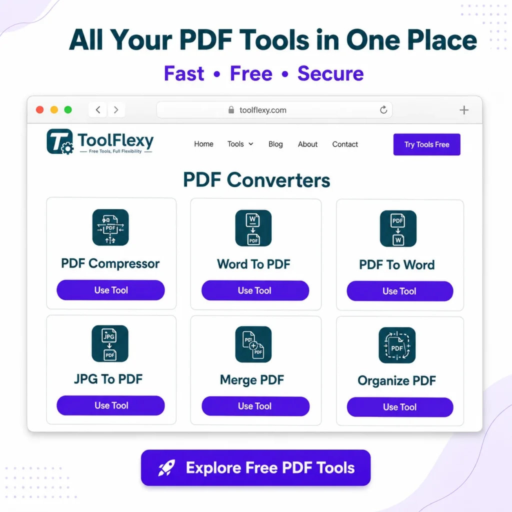 ToolFlexy free PDF converters online tools dashboard