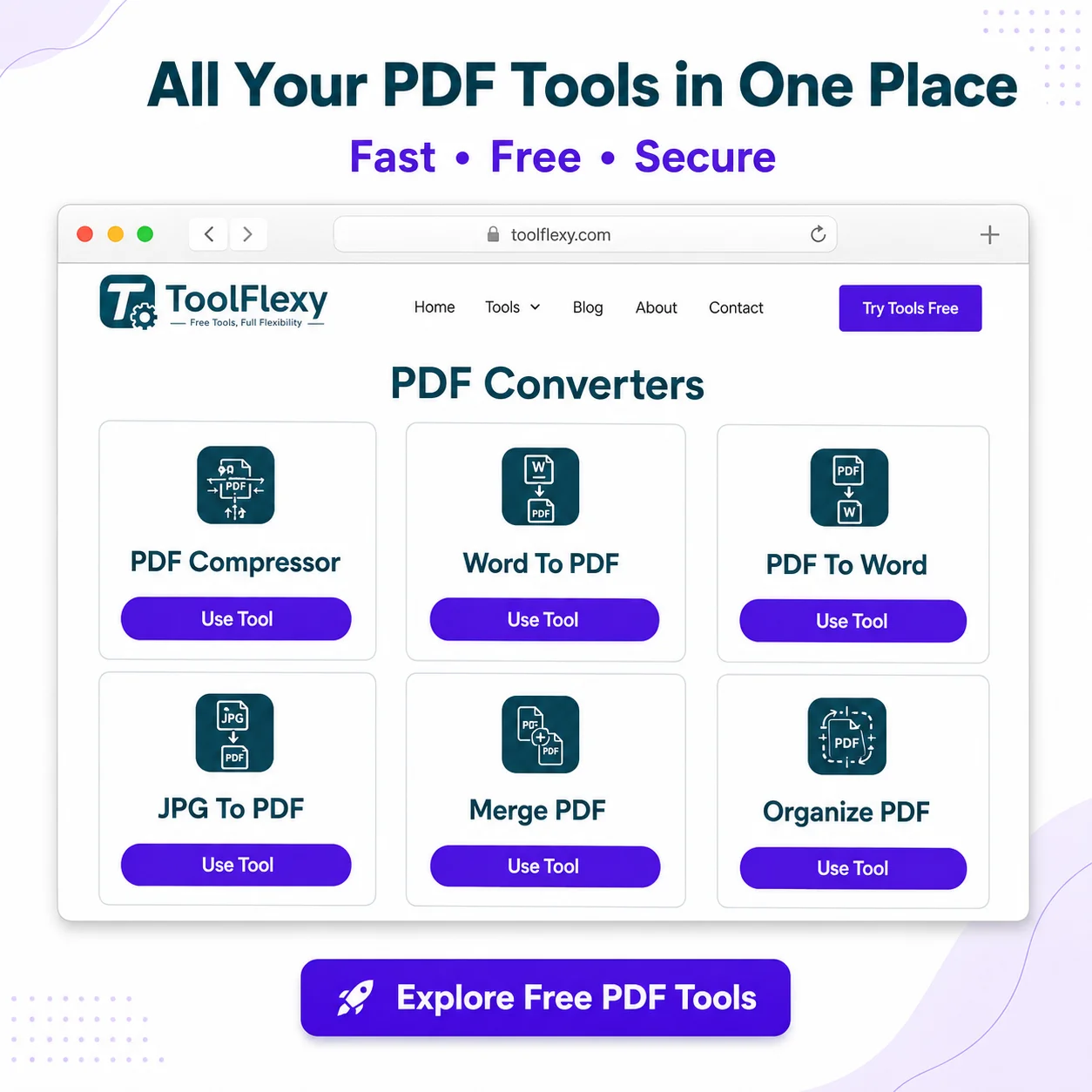 ToolFlexy free PDF converters online tools dashboard