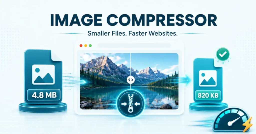 Compress image online free tool showing before and after file size comparison