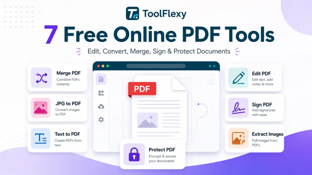 7 free online PDF tools from ToolFlexy for editing converting and securing documents