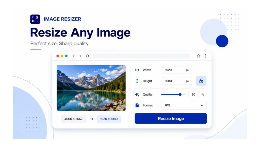 Tool to resize image for social media showing correct Instagram, Facebook, and YouTube dimensions