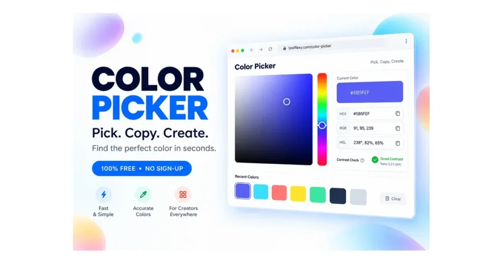 Color picker from image showing hex, rgb, and hsl codes