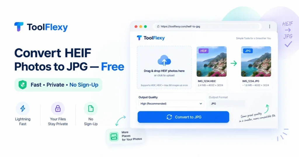Convert HEIF to JPG free — ToolFlexy converter
