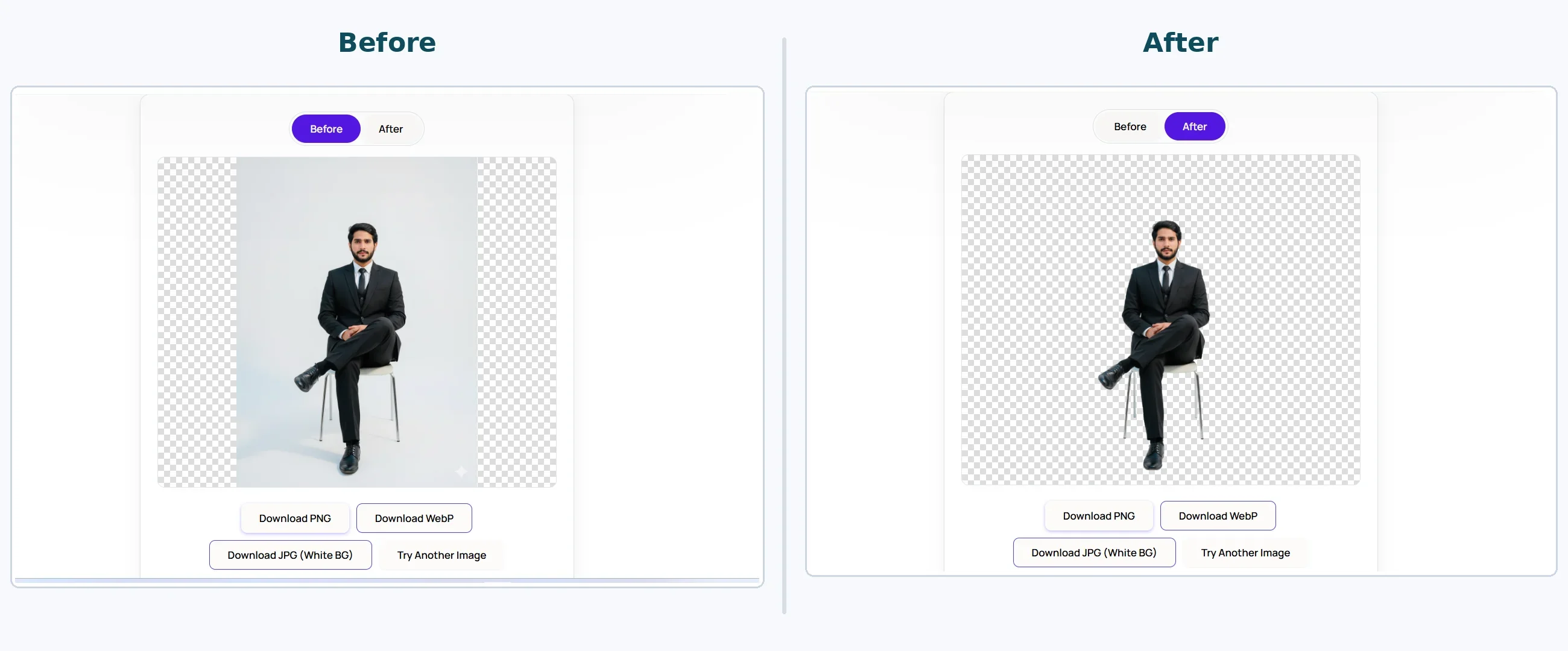 Free Background Remover Online: Can AI Match a Careful Manual Cutout? 6 Before and after background removal using ToolFlexy's free background remover