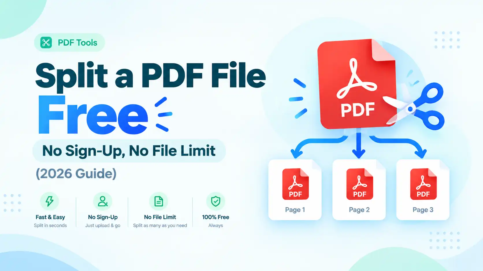 Split PDF no sign up — ToolFlexy free Split PDF tool hero graphic